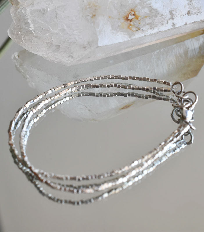 Double Run Bracelet Silver Beads