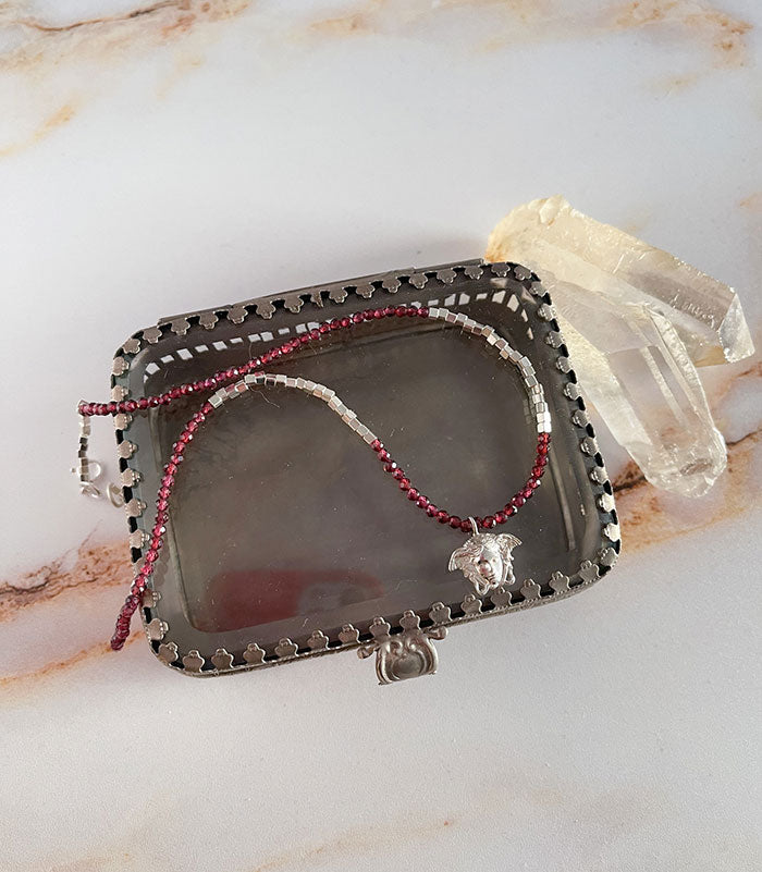 Garnet Medusa Gem Necklace