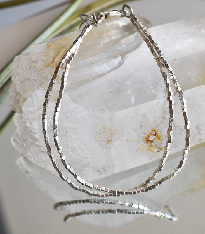 Double Run Bracelet Silver Beads